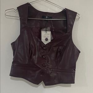 7 For All Mankind Burgundy Leather Vest